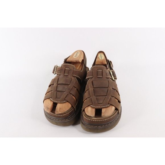 Vintage Streetwear Grunge Mens 8 Chunky Platform Fisherman Leather Sandals Brown main image 6